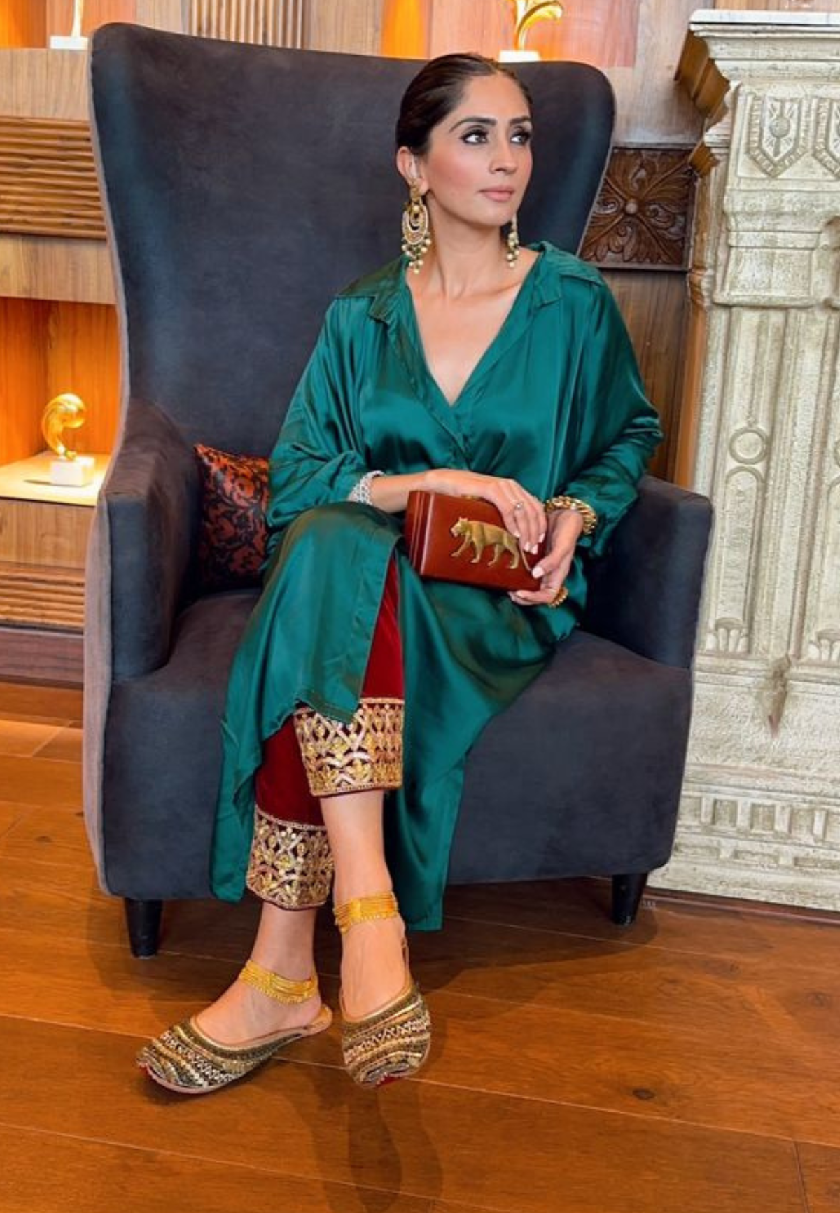 Kaftan with Gota Salwar Co-ord Set