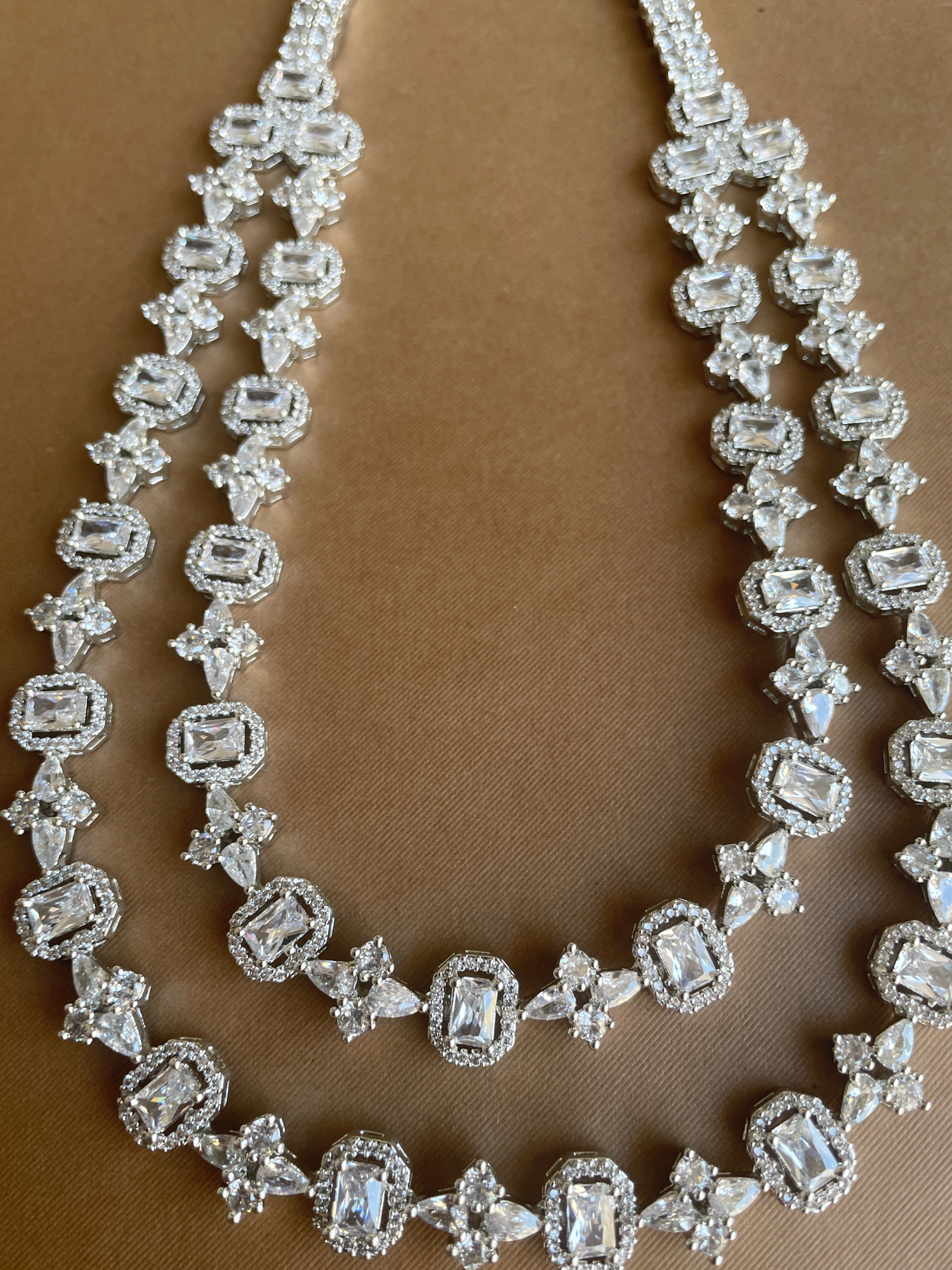 White Diamonds Double Layered Diamond Necklace Set