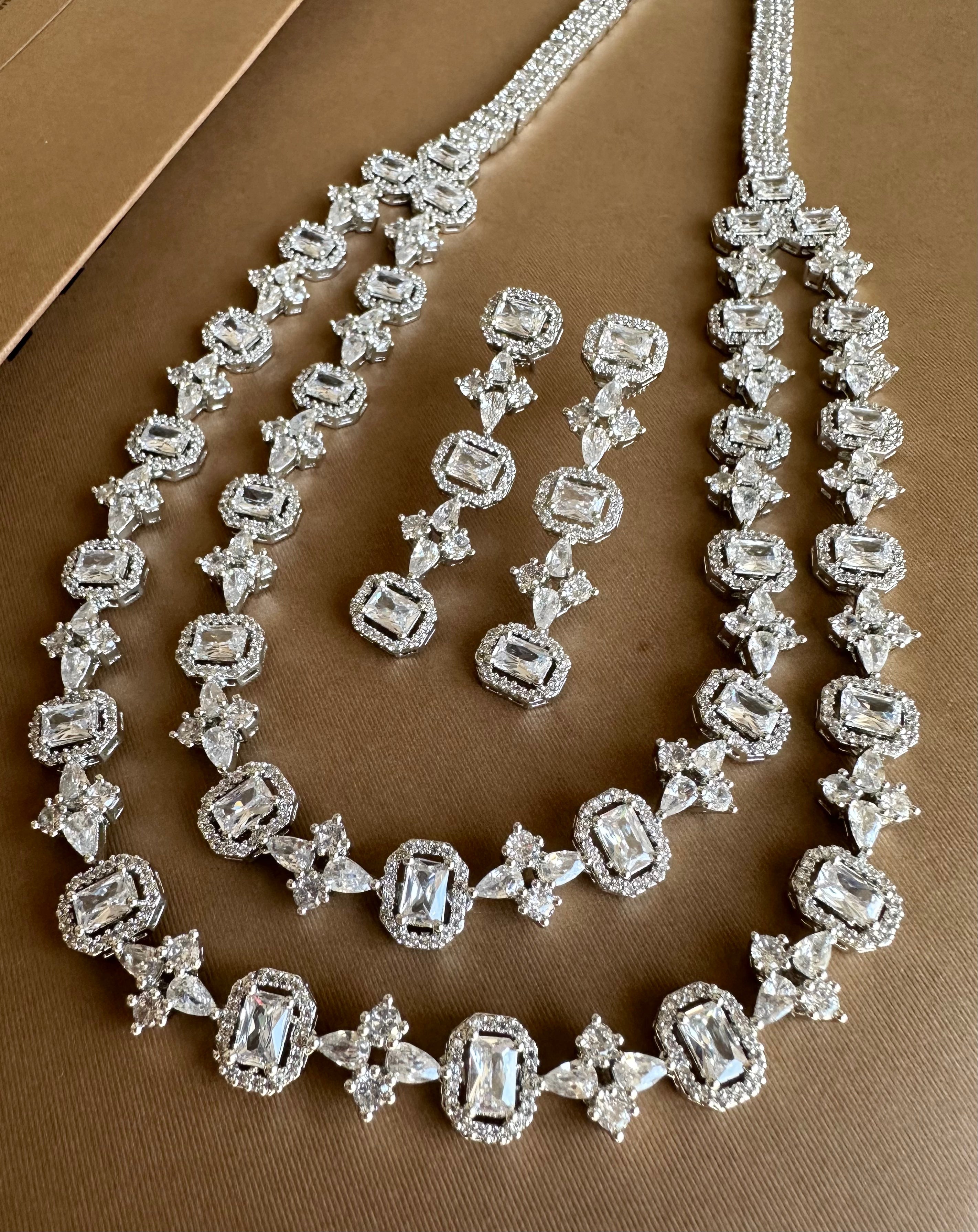 White Diamonds Double Layered Diamond Necklace Set