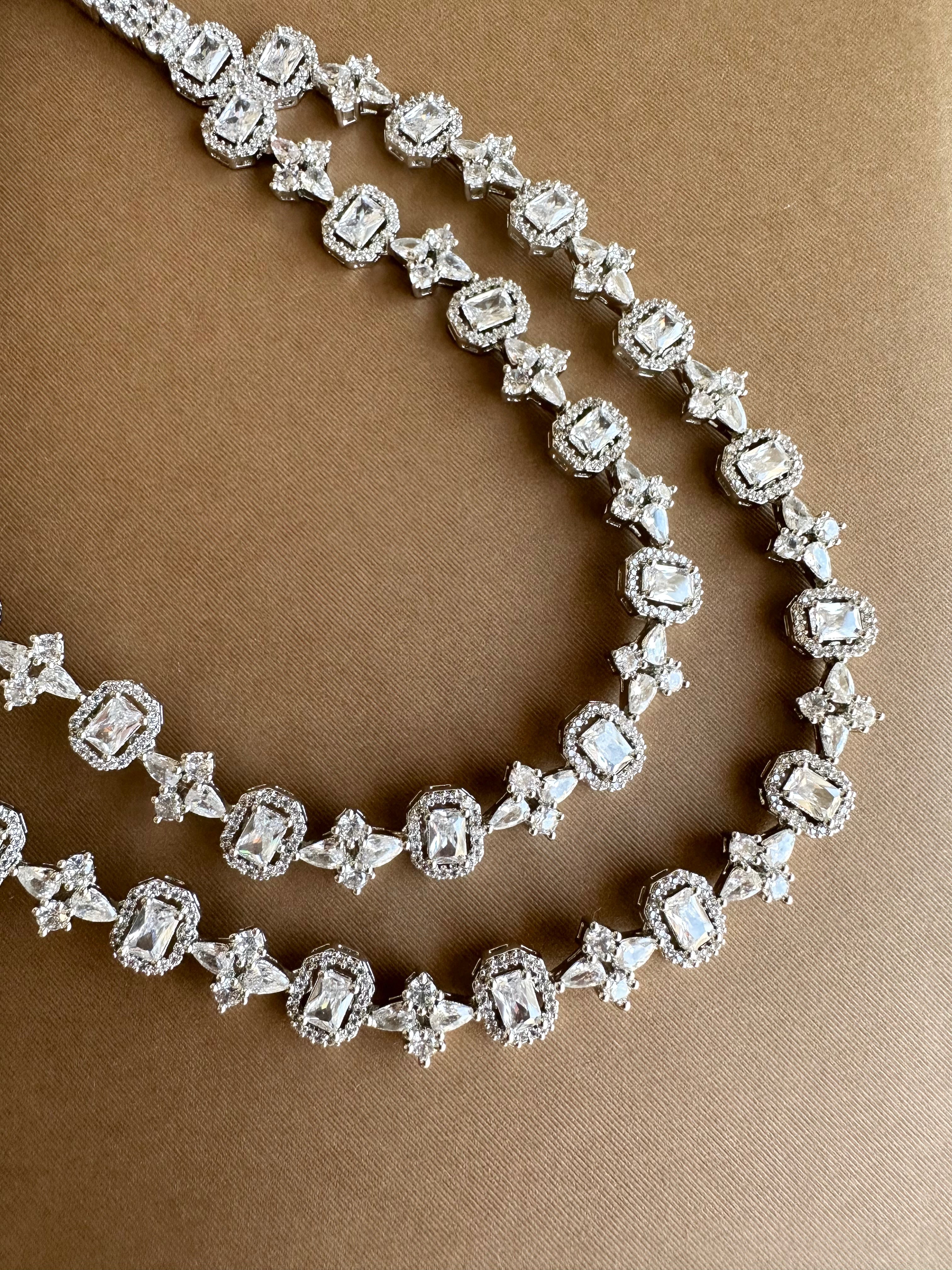 White Diamonds Double Layered Diamond Necklace Set