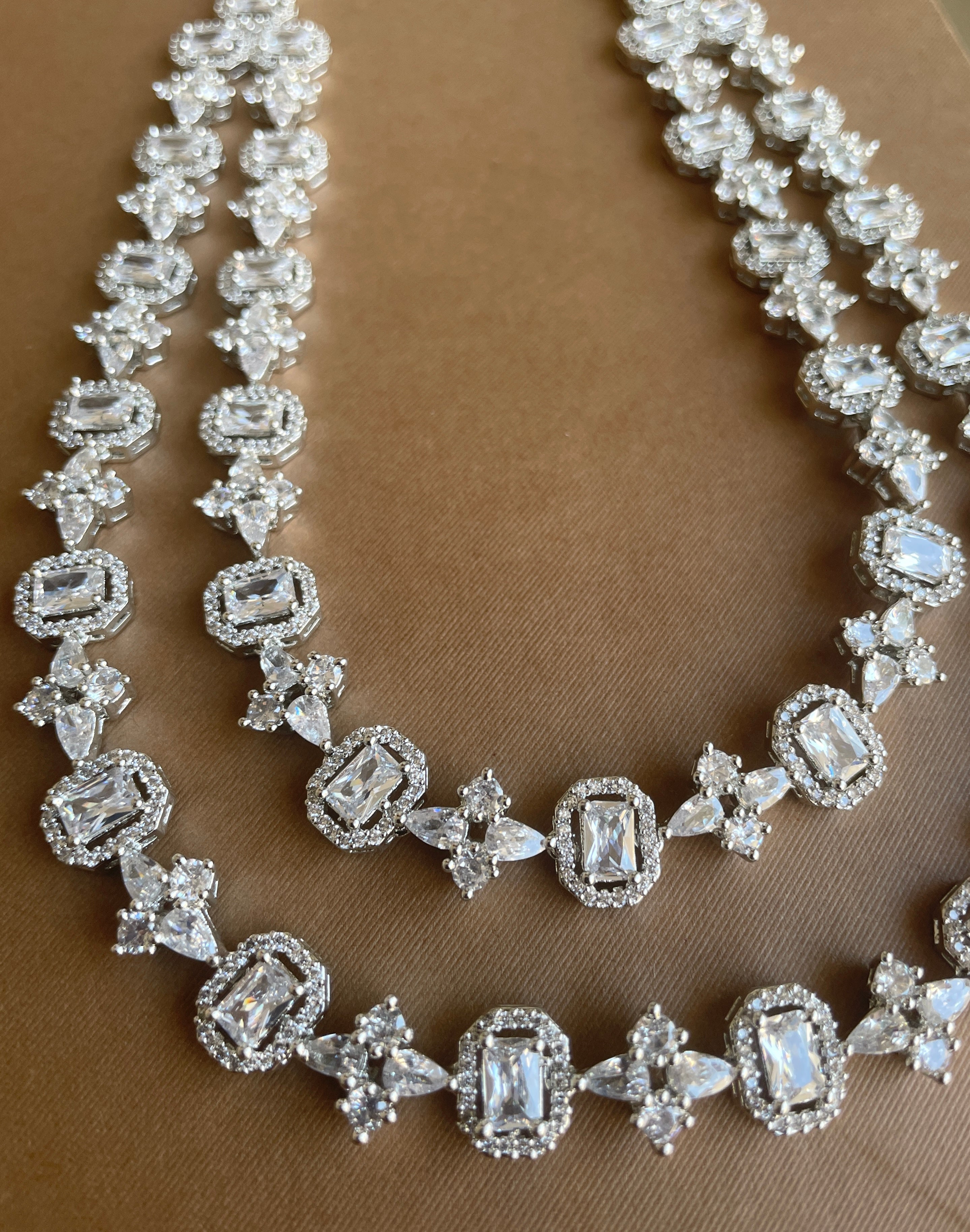 White Diamonds Double Layered Diamond Necklace Set