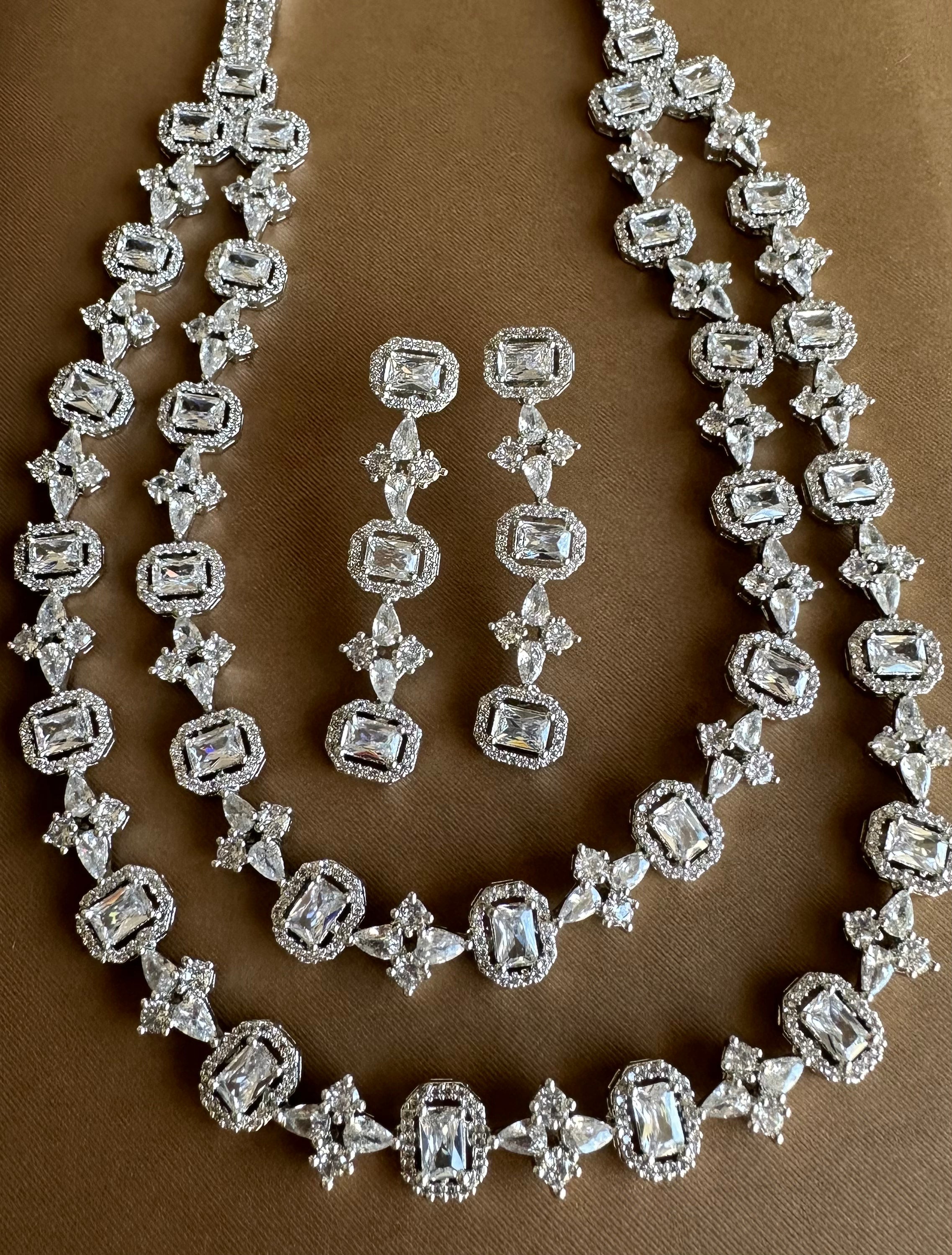 White Diamonds Double Layered Diamond Necklace Set