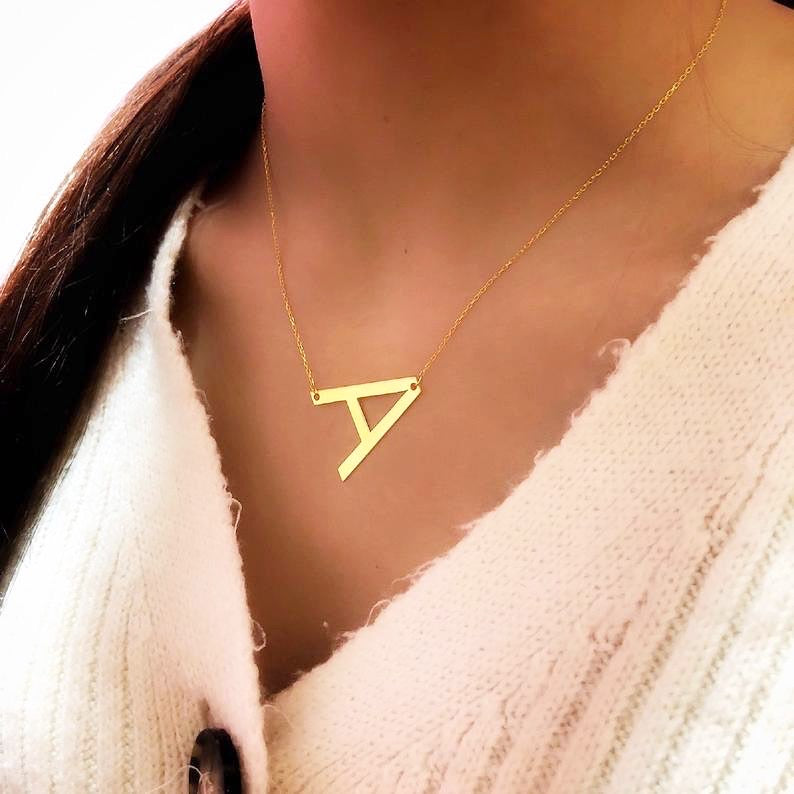 Triangle necklace for men, groomsmen gift, men's necklace with a gold –  Shani & Adi Jewelry