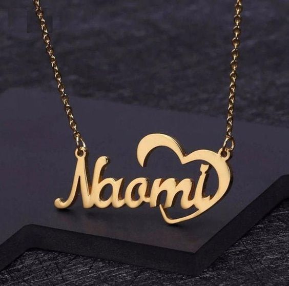 Personalized Gold Name Necklace with Curved Heart
