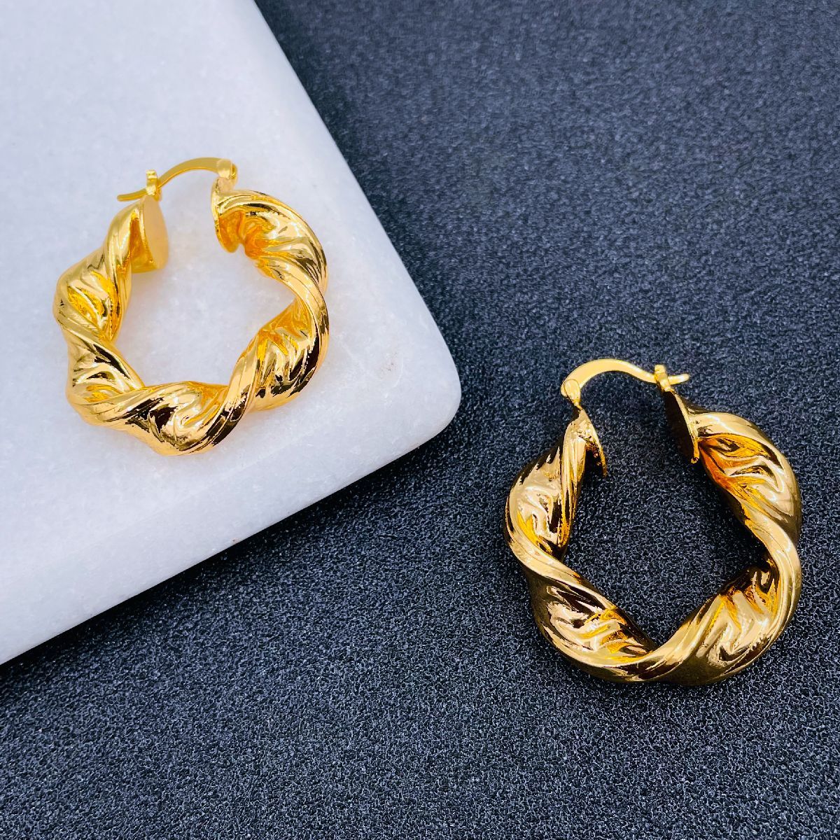 Ikasiya Twisted Statement 18k Gold Plated Earrings