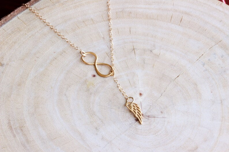 Infinity Gold Angel Wing Necklace