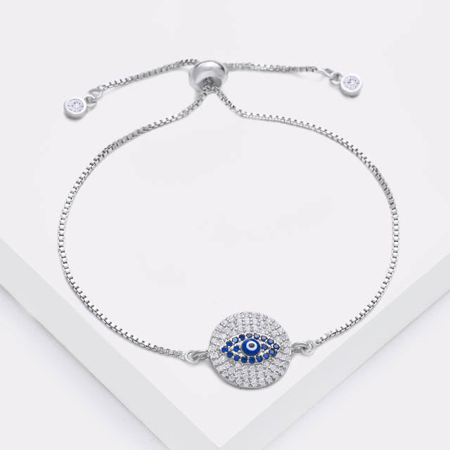 Ikasiya Silver Diamond  Round Evil Eye Bracelet