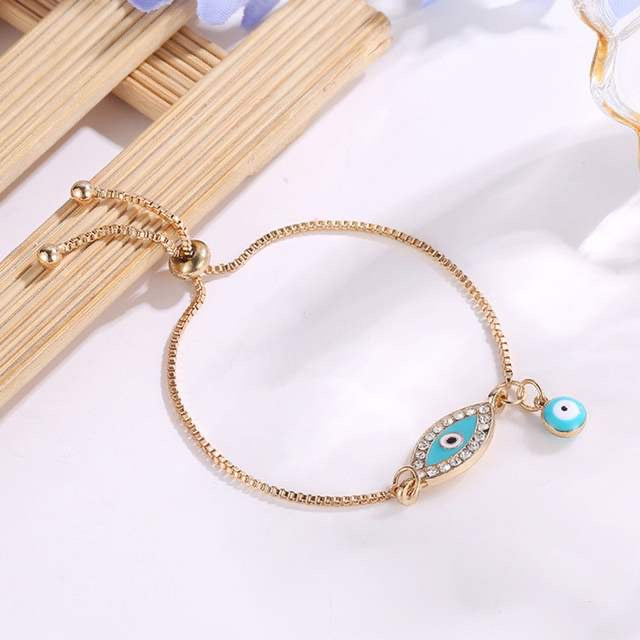 Ikasiya Blue & Gold Evil Eye Bracelet