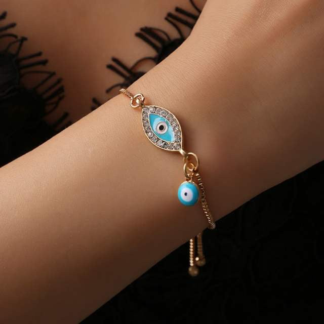 Ikasiya Blue & Gold Evil Eye Bracelet