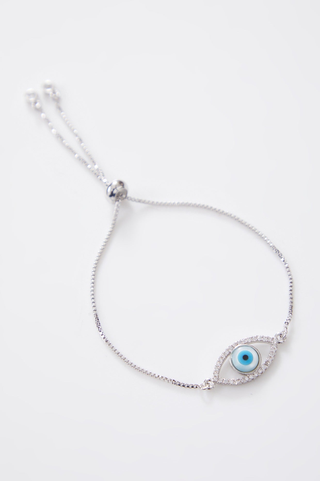 Classic Silver Pearl Evil Eye Rakhi With Silver Adjustable String