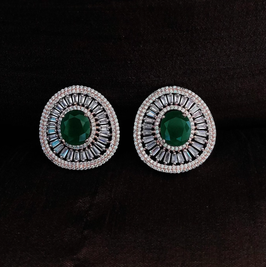 1Ct TW Emerald Studs in 10k White or Yellow Gold