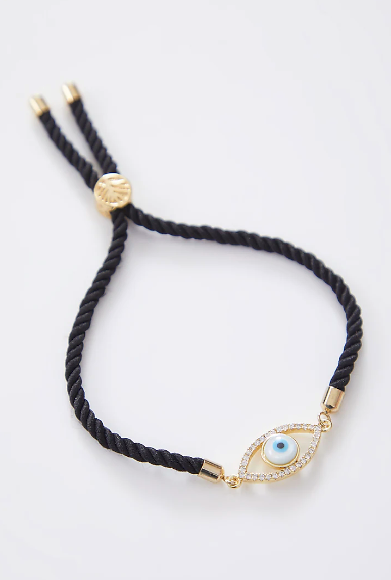 Classic Gold Pearl Evil Eye Rakhi With Adjustable String