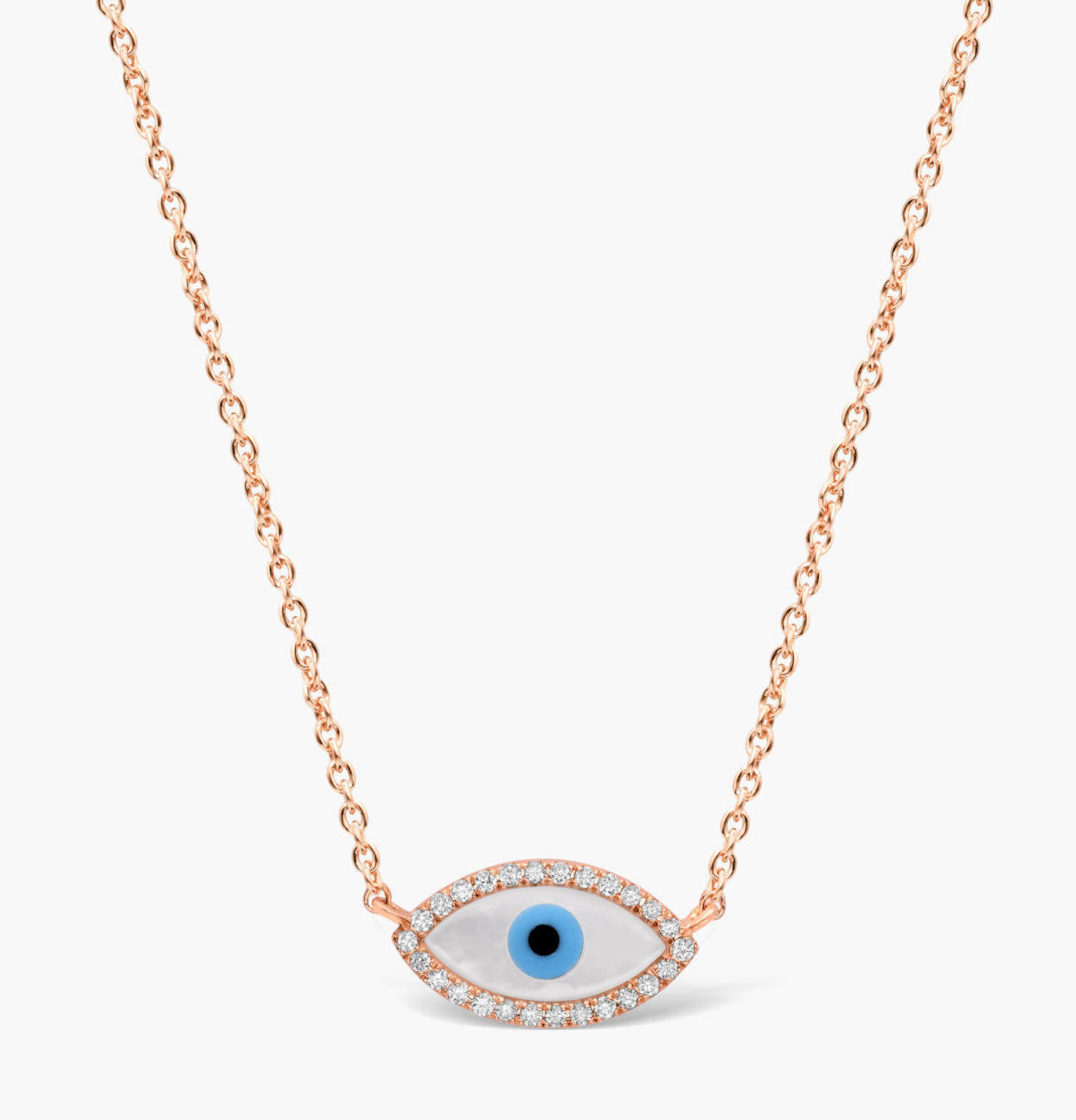 Classic Rose Gold Diamante Evil Eye Necklace