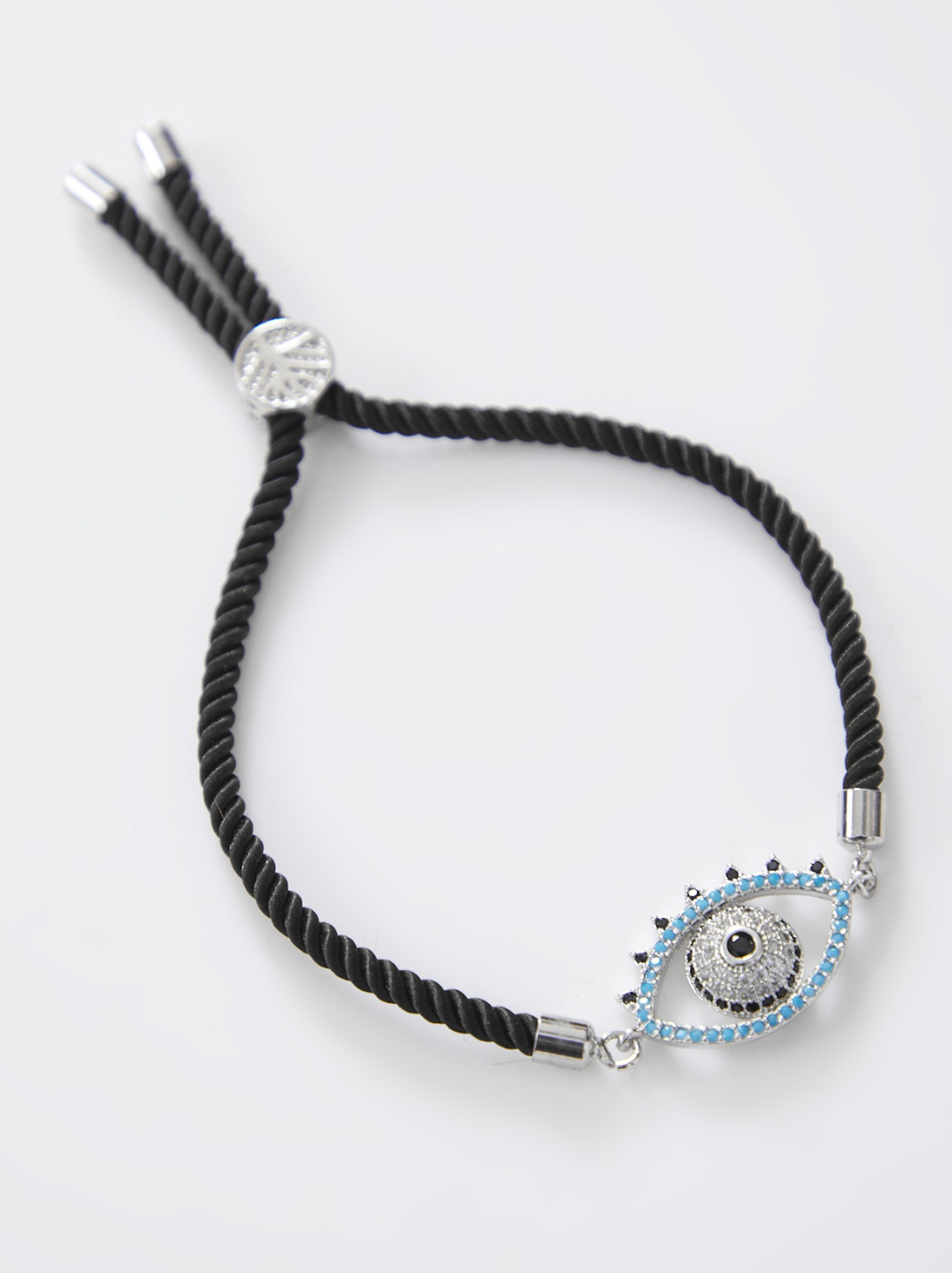 Silver Classic Evil Eye Bracelet with Adjustable String