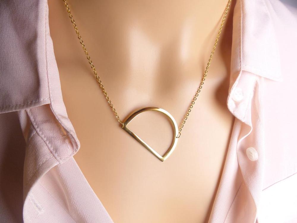 Gold Initial Letter Necklace in Matte Finish