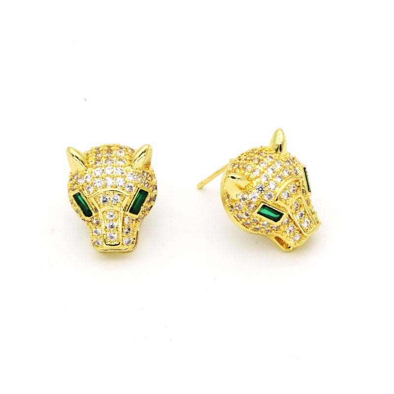 Ikasiya 18k Gold Plated Panther Stud Earrings