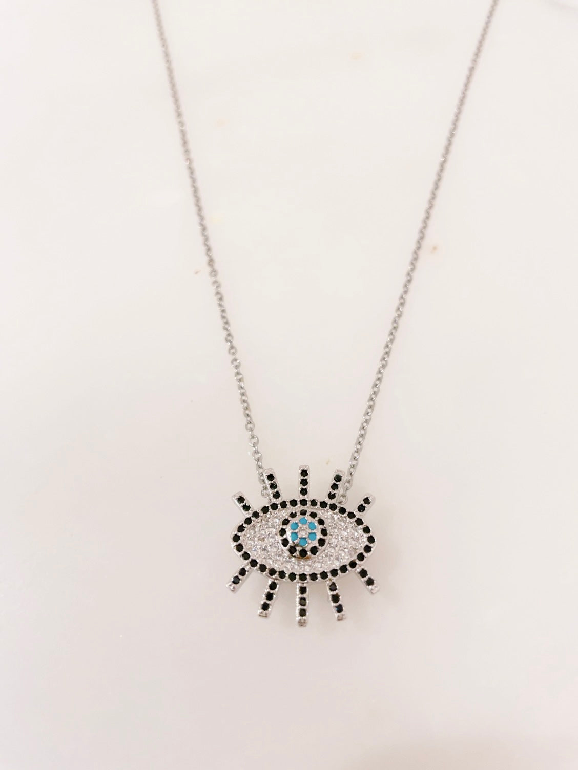 Pinapes Blue Turkish Evil Eye Pendant Chain Necklace for Women - Pinapes