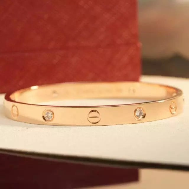 Rose Gold Love bracelet 18k Diamante Kada Bangle
