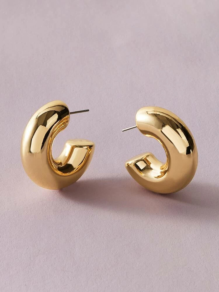 Ikasiya Curved Statement 18k Gold Plated Hoop Earrings