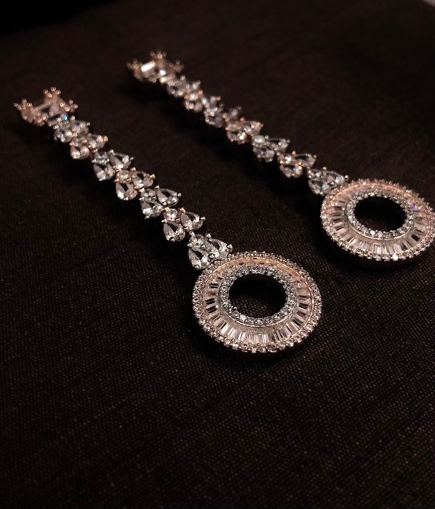 Gold Plated Hanging Diamond Chandelier Earrings  Karagiri
