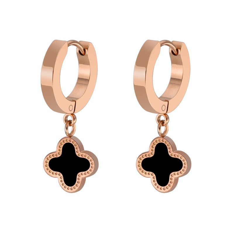 Ikasiya Clover 18k Rose Gold Hoop Earrings