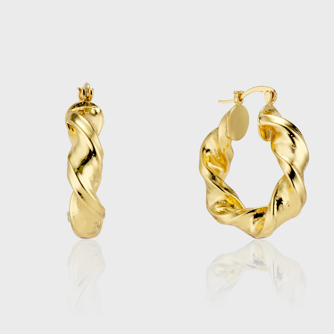 Ikasiya Twisted Statement 18k Gold Plated Earrings