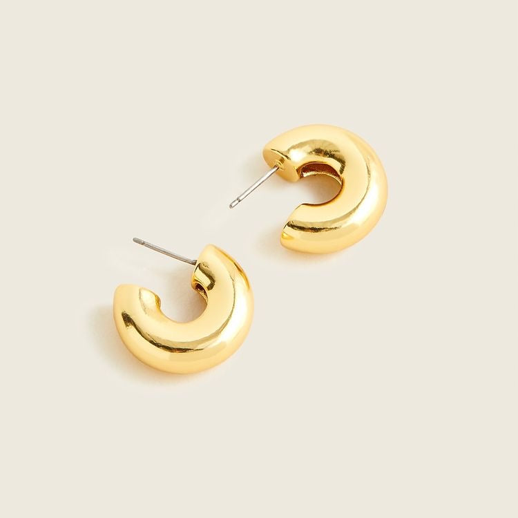 Ikasiya Curved Statement 18k Gold Plated Hoop Earrings