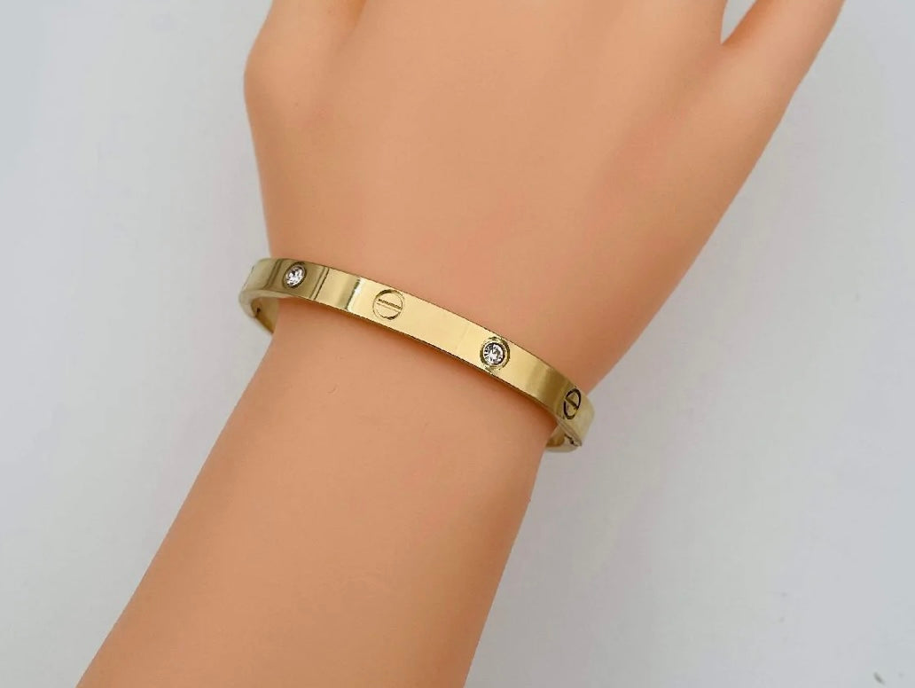 Gold Love bracelet 18k Diamante Kada Bangle
