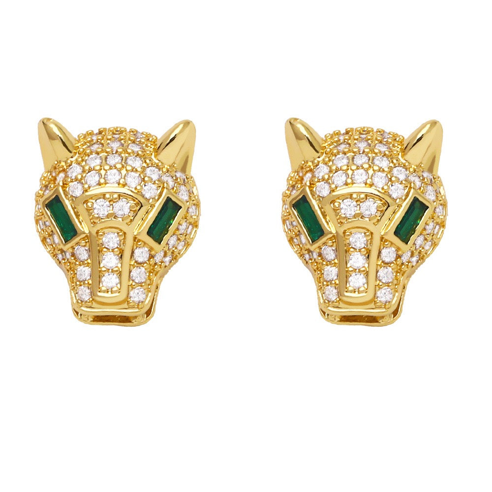 Ikasiya 18k Gold Plated Panther Stud Earrings