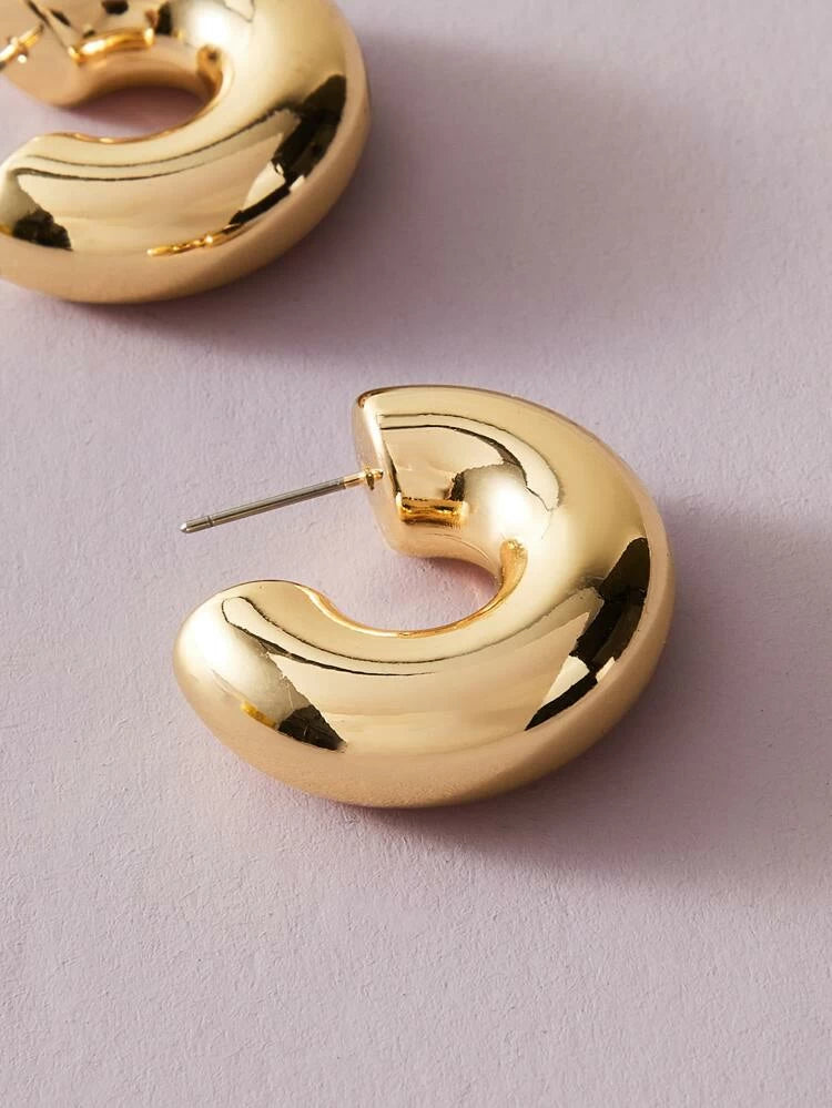 Ikasiya Curved Statement 18k Gold Plated Hoop Earrings