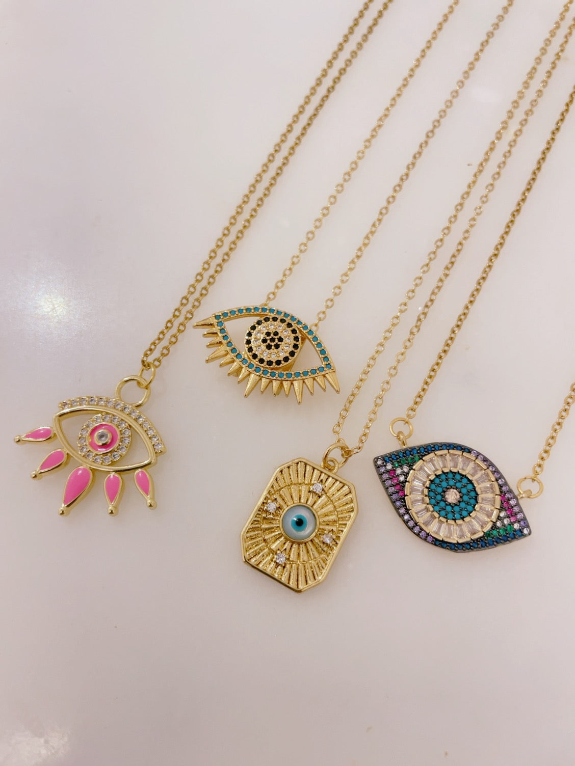 Ikasiya Multi Crystal Studded Evil Eye Necklace