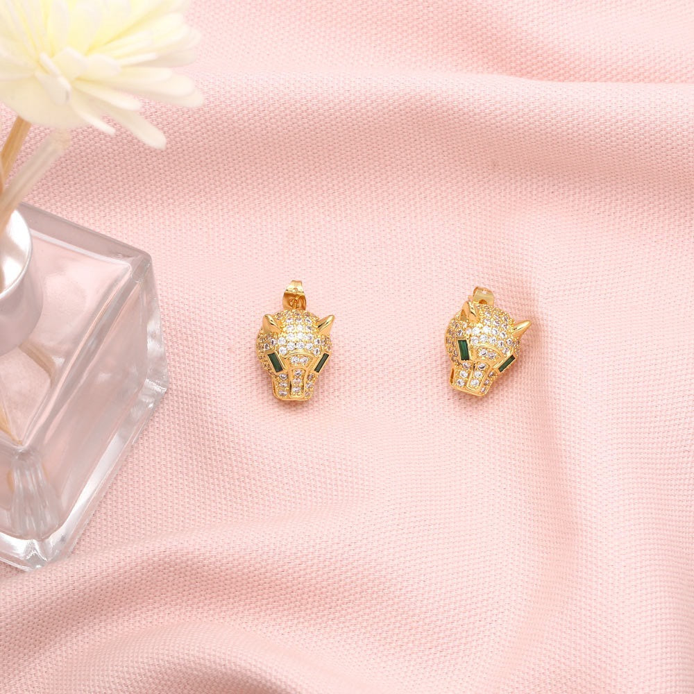 Ikasiya 18k Gold Plated Panther Stud Earrings